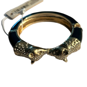 Ann Taylor Gold & Black Fox Hinged Bangle Bracelet